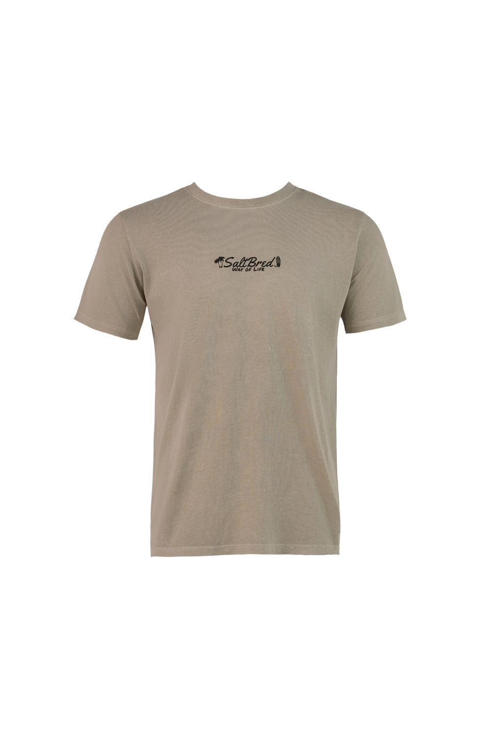 Beige crew neck T-shirt with small chest logo