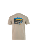 Beige t-shirt with a fish graphic and 'Salt Life' branding on a white background