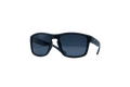 Black wrap-around sunglasses with dark gray lenses, shown from a front three-quarter angle on a solid white background.